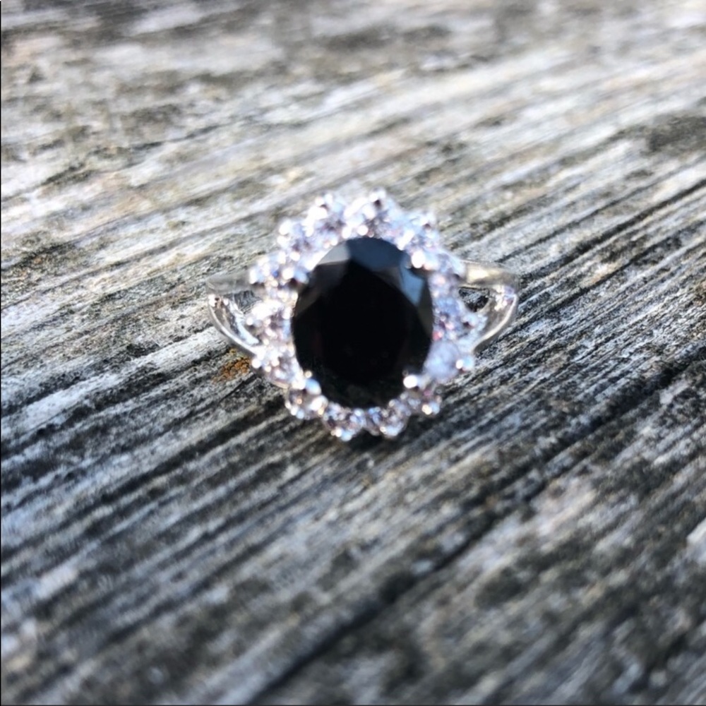 Black Spinel Zirconia Silver Ring! NEW! - Picture 5 of 9